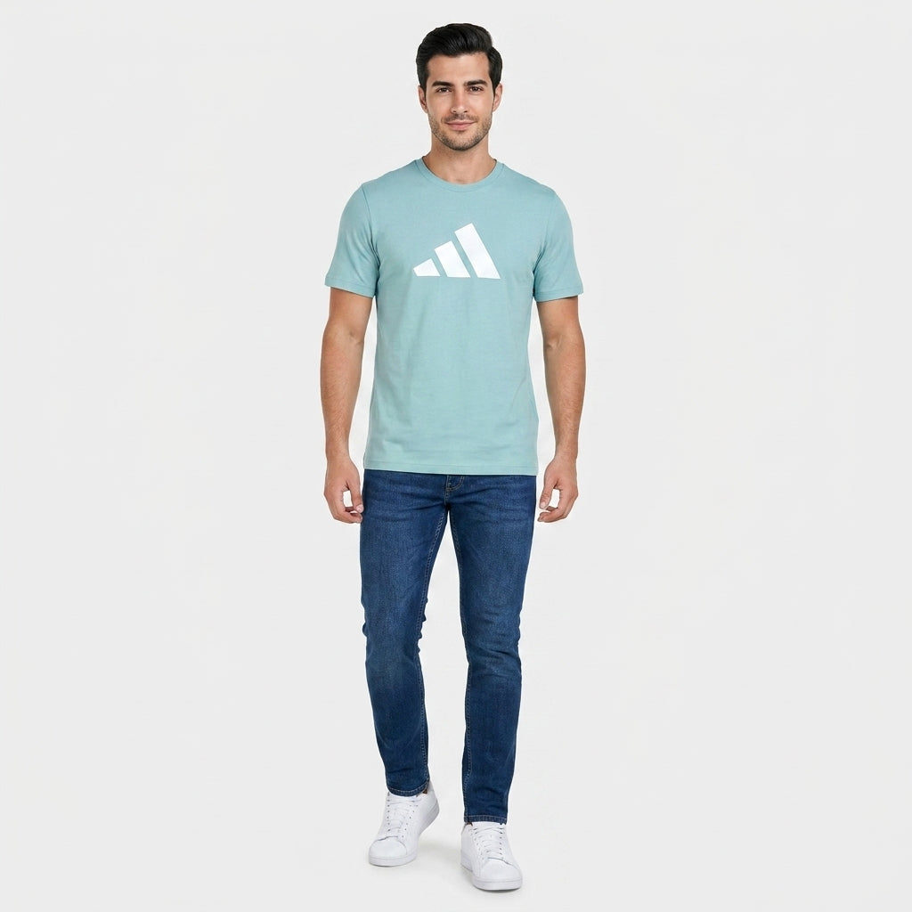 Men's Adidas Classic Logo T-Shirt - Soft Mint Green Casual Fit Sportswear Tee for Everyday Comfort