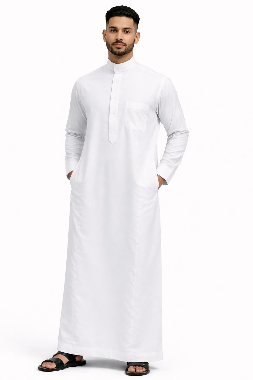 Al-Khatib Round Collar Elegant Thobe for Men – Comfortable Fit – Traditional Wear