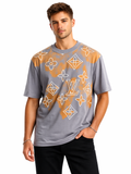 Men  Louis Vuitton  Artistic Graphic Tee  Casual Fit  T-Shirt  Gray - Elevate Your Wardrobe with Luxurious Comfort and Unique Design
