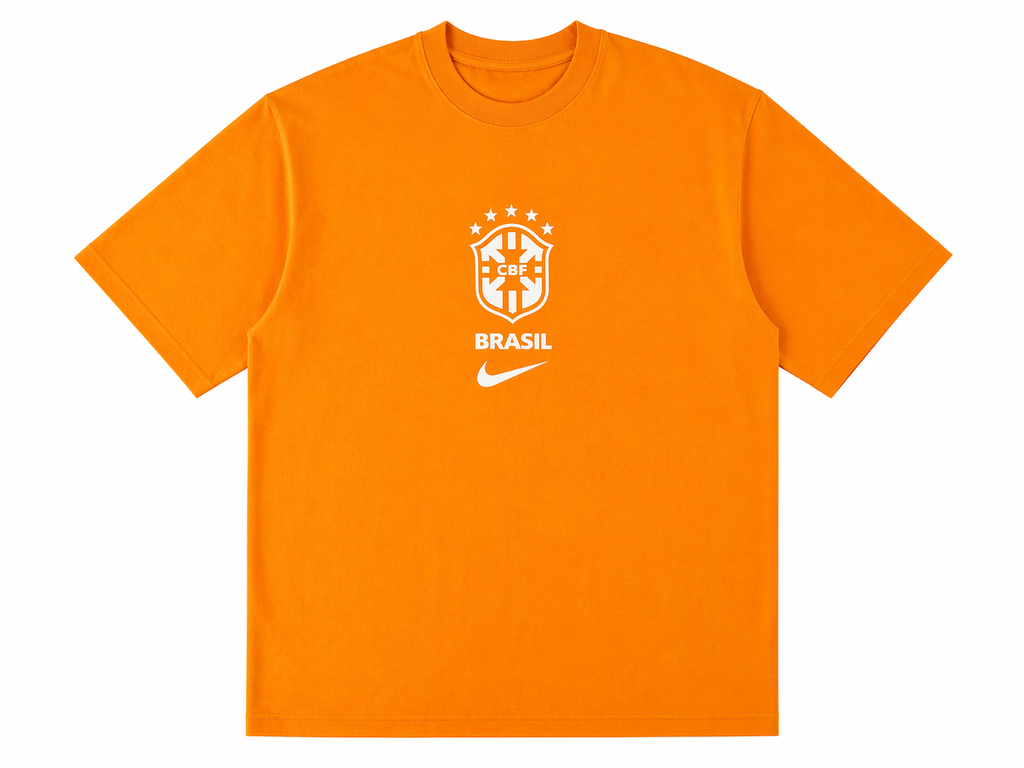 Men's Nike Brasil CBF Football T-Shirt - Authentic Fit, Vibrant Orange Tee for Fans - Perfect for Game Days & Casual Outings