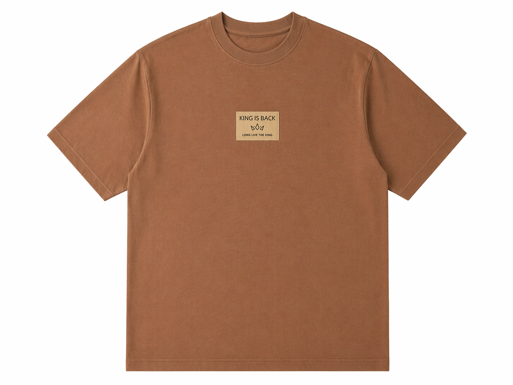 Men's Smart Casual Attire  King Is Back  Brown Graphic Tee  Relaxed Fit  Stylish T-Shirt for Everyday Wear  Comfort & Expression