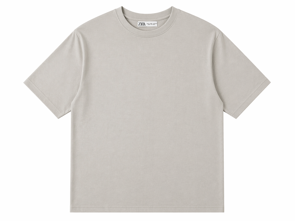 Men  ZARA  Casual Oversized T-Shirt for Everyday Comfort  Relaxed Fit  Cotton T-Shirt  Light Grey - Premium Quality, Stylish and Versatile for Casual Dress and Smart Casual Menswear