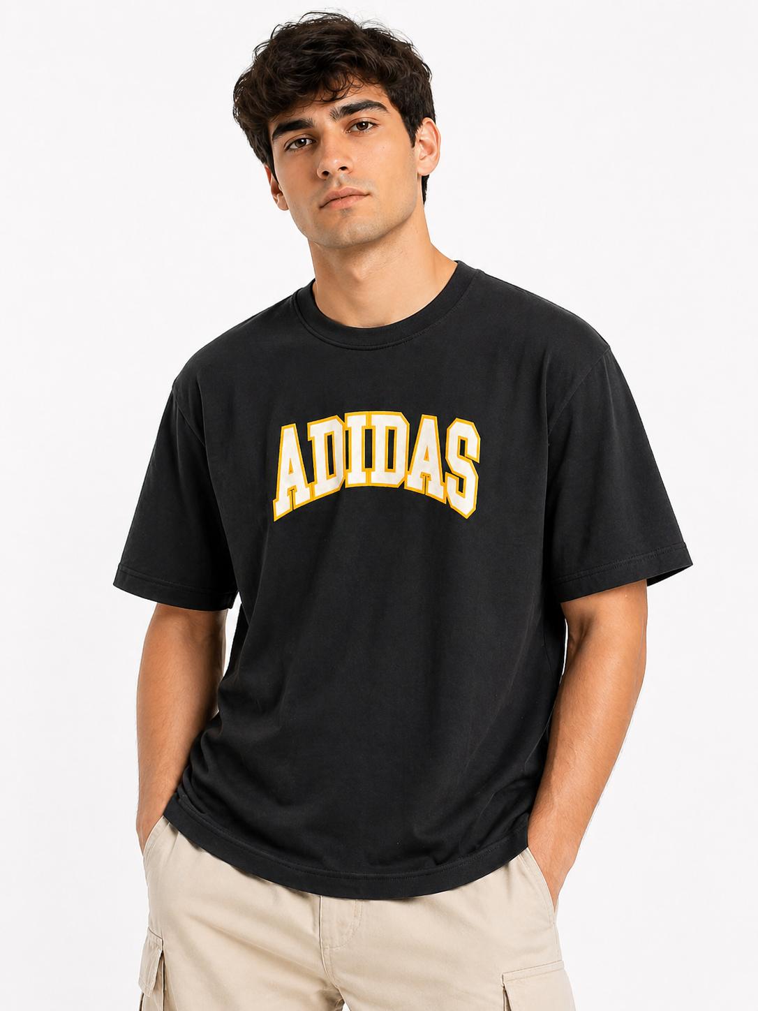 Men's Adidas Classic Logo Tee - Relaxed Fit Black Cotton T-Shirt for Ultimate Comfort and Style