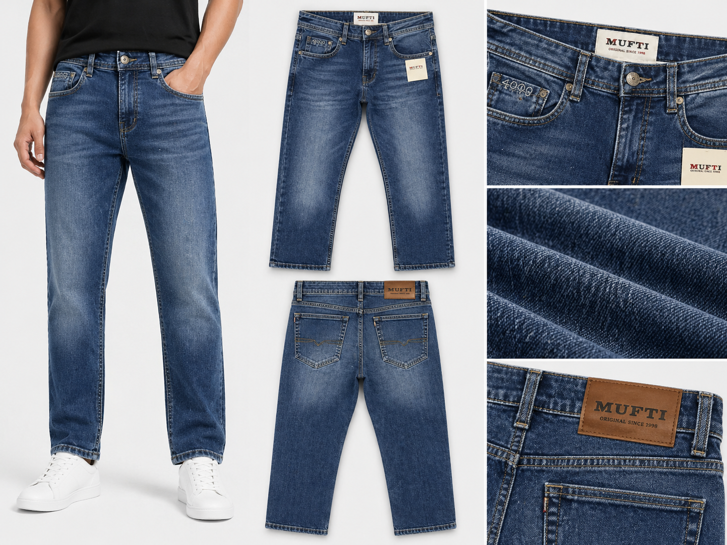 Men's Premium Indigo Washed Straight Fit Denim Jeans