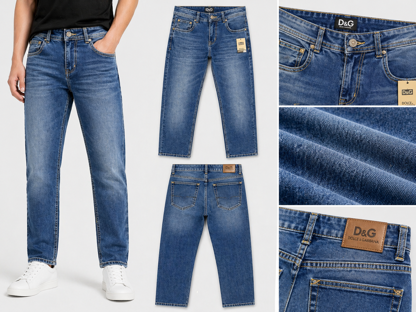 Men's Dark Blue Washed Straight Fit Denim Jeans