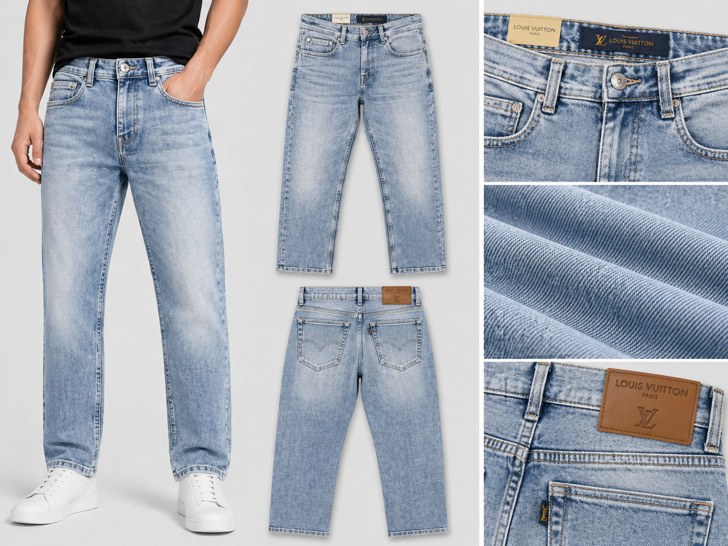 Men's Light Wash Straight Fit Denim Jeans