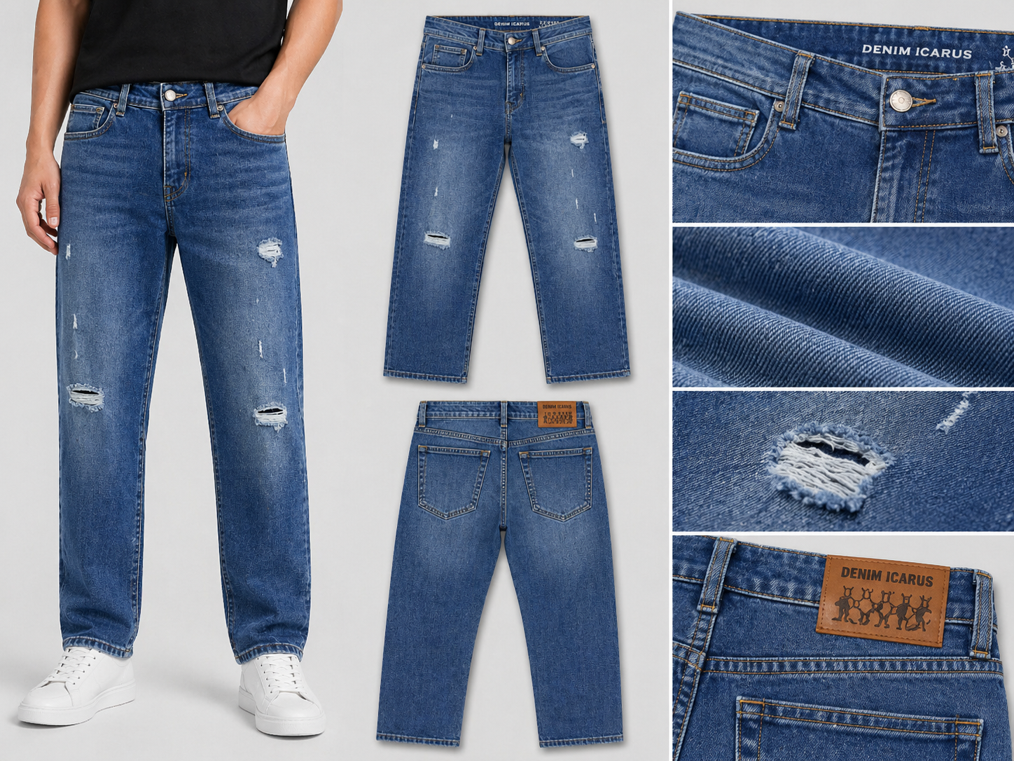 Men's Distressed Blue Straight Fit Jeans