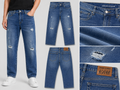 Men's Distressed Blue Denim Jeans
