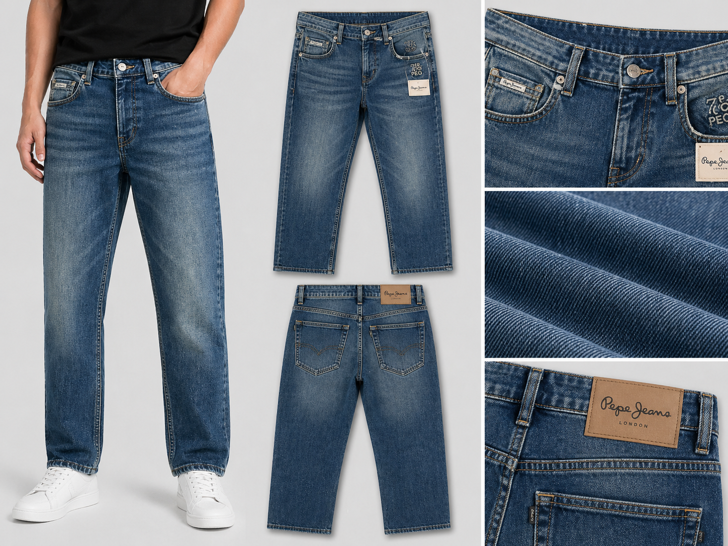 Men's Blue Washed Straight Fit Denim Pepe Jeans