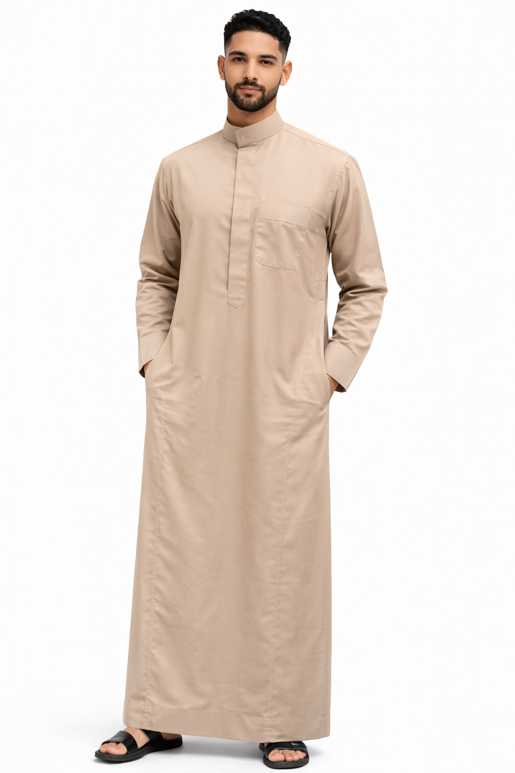 Al-Khatib Round Collar Elegant Thobe for Men – Comfortable Fit – Traditional Wear