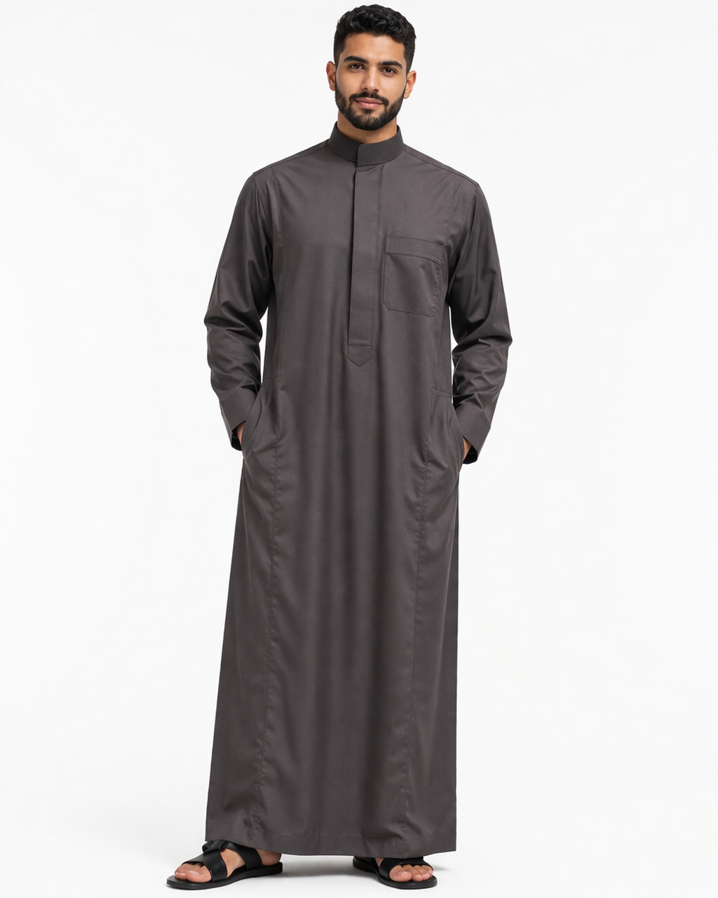 Al-Khatib Round Collar Elegant Thobe for Men – Comfortable Fit – Traditional Wear