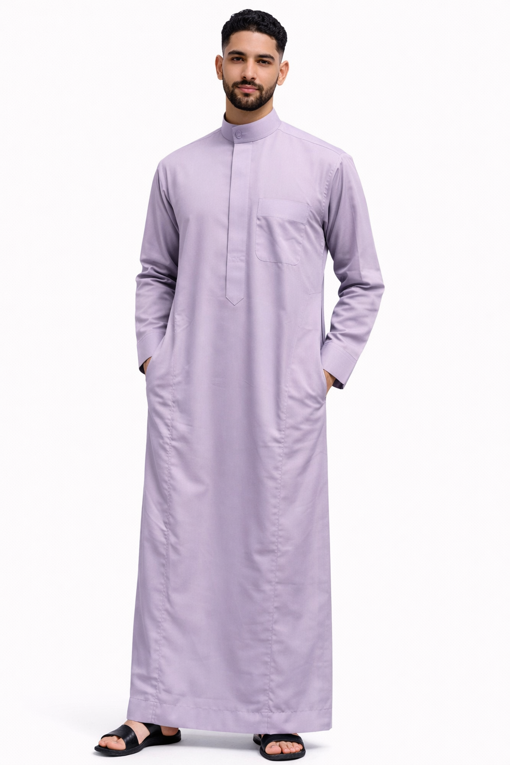 Al- Faqeeh Round Collar Premium White Thobe for Men - Elegant Fit - Traditional Wear