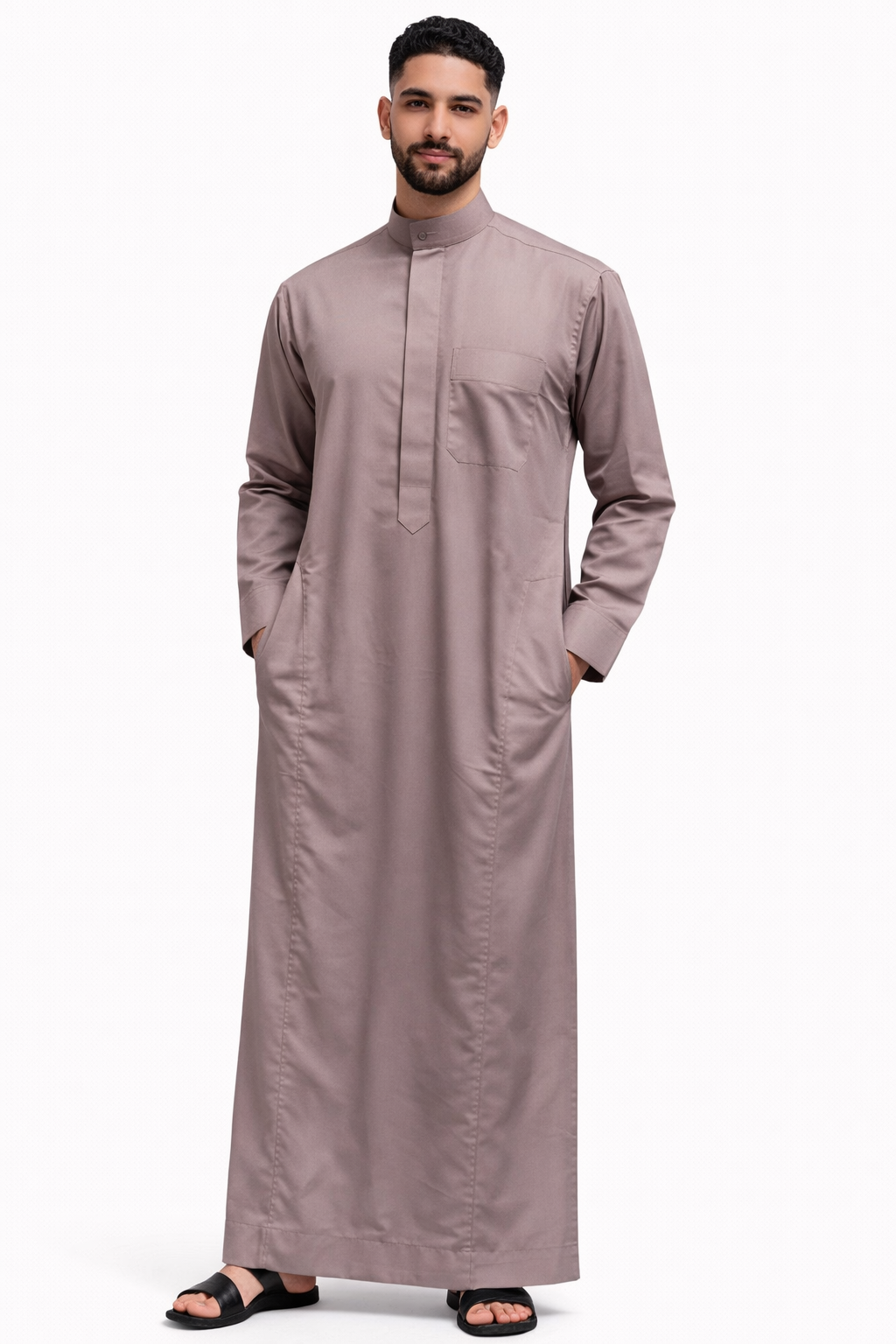 Al- Faqeeh Round Collar Premium White Thobe for Men - Elegant Fit - Traditional Wear