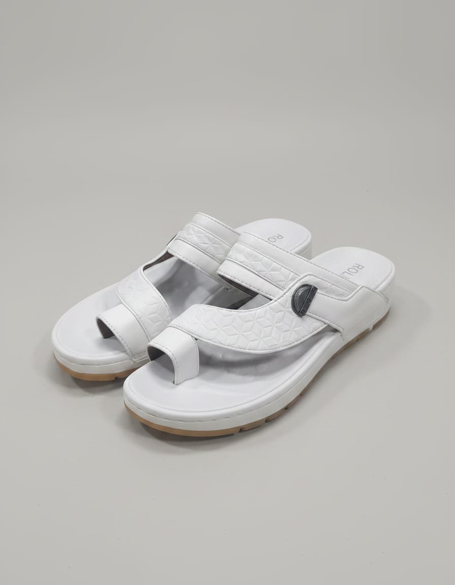 Premium White Arabic Sandals for Men – Elegant Comfort Slip-On Footwear