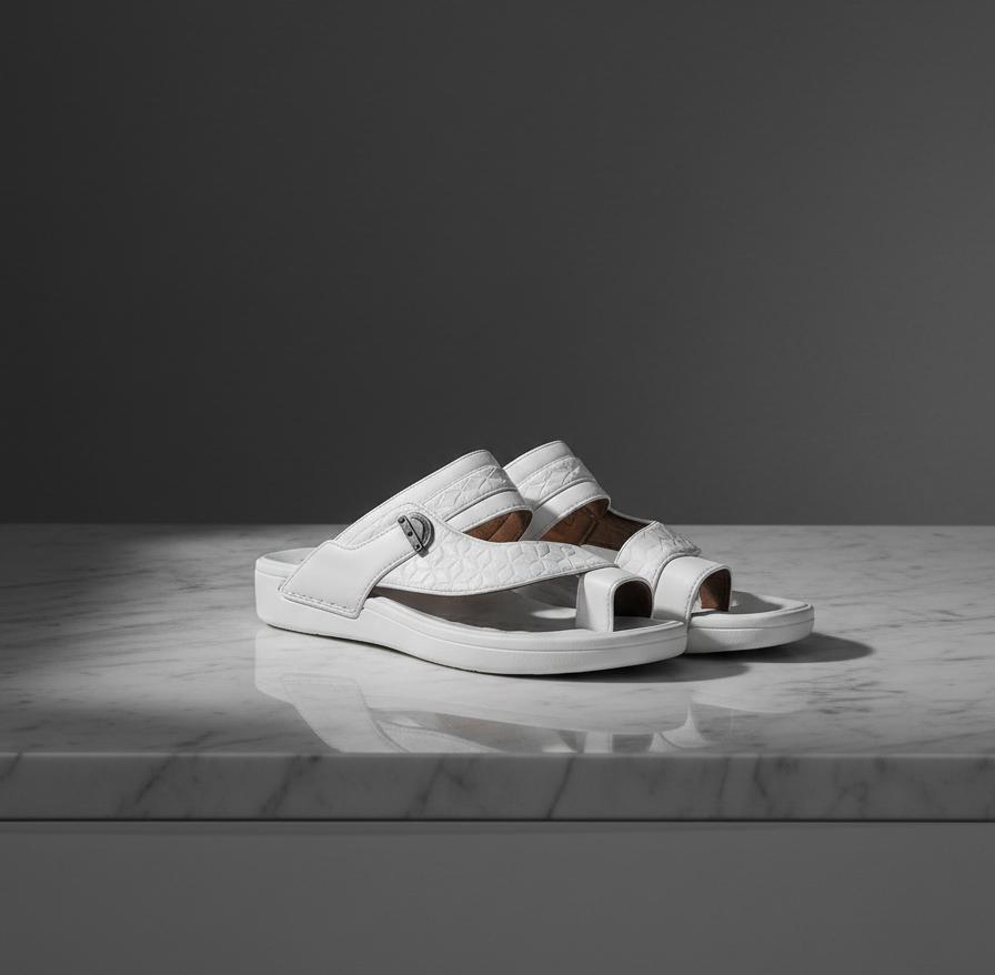Premium White Arabic Sandals for Men – Elegant Comfort Slip-On Footwear
