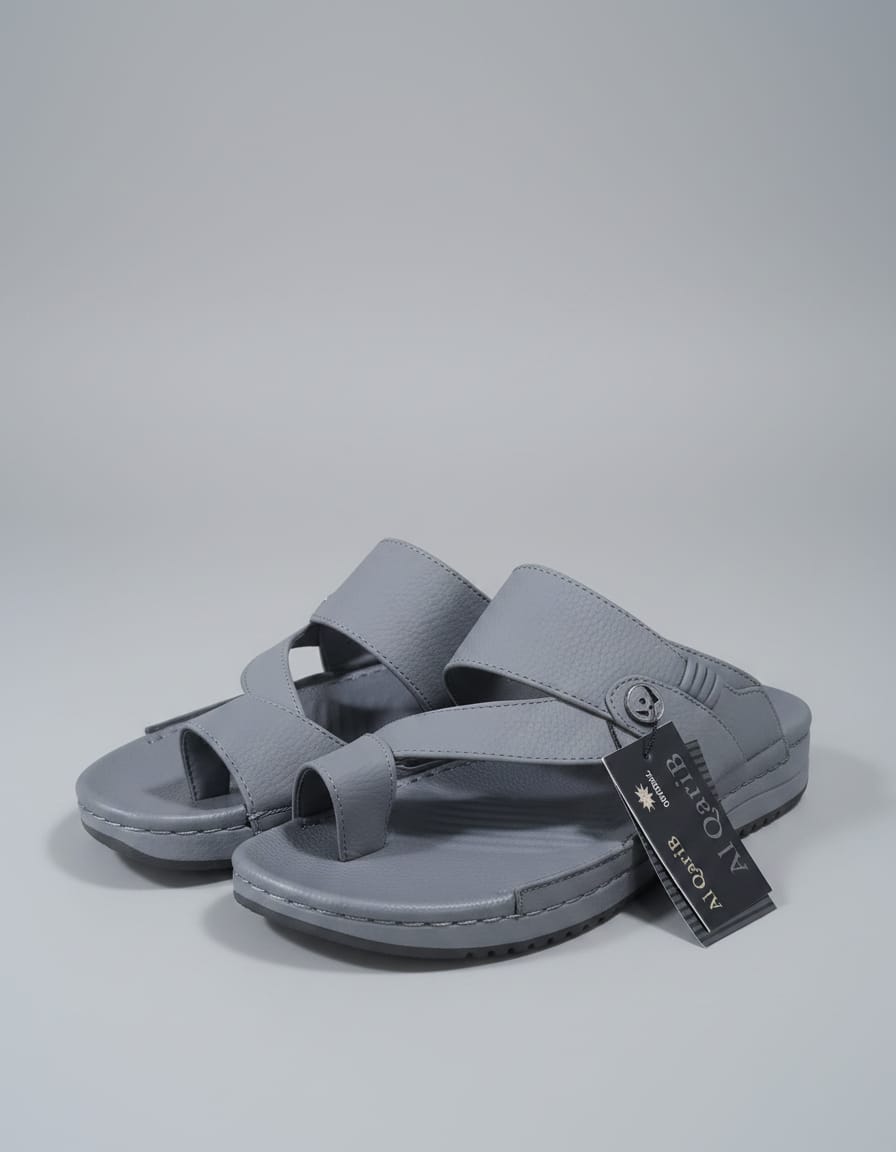 Premium Grey Arabic Sandals for Men – Modern Comfort Slip-On Footwear