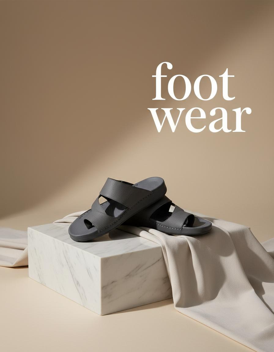 Premium Grey Arabic Sandals for Men – Lightweight Comfort Slip-On